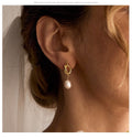 18K Gold French Vintage Freshwater Pearl Earrings, Handmade Wire Wrapped, Light Luxury Bridal Jewelry for Wedding Season