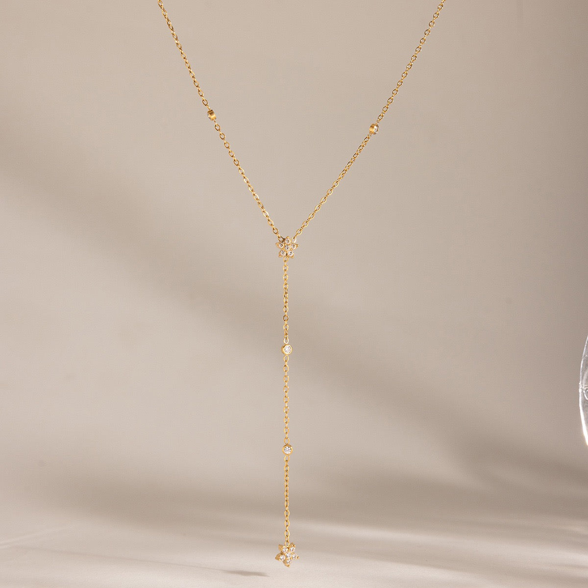 18K Gold INS Classic Flower Zircon Clavicle Necklace