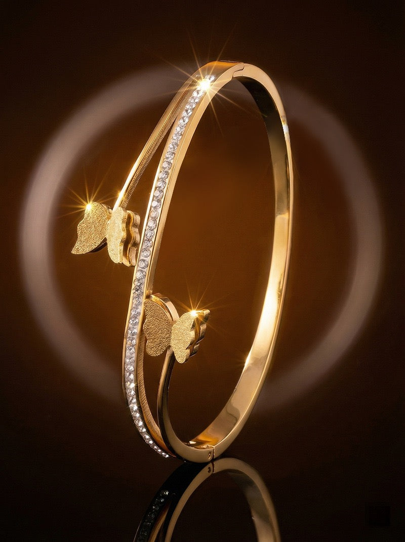 18K Gold Minimalist Luxury Zircon Butterfly Bracelet
