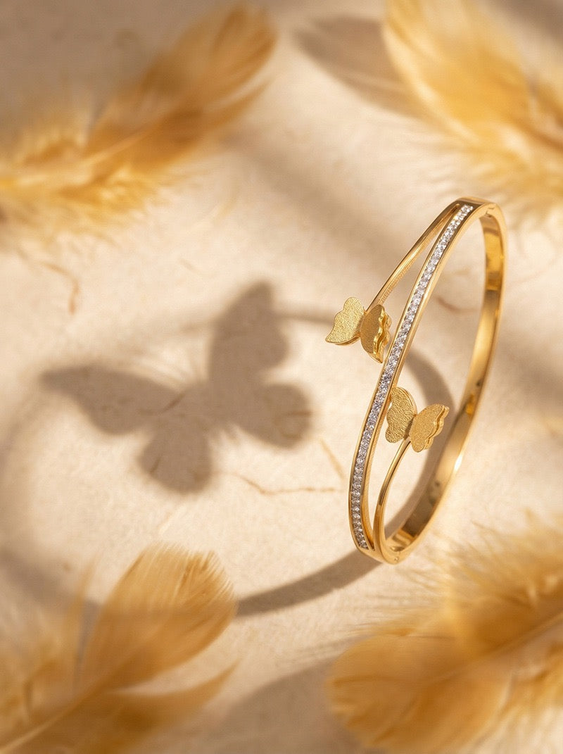 18K Gold Minimalist Luxury Zircon Butterfly Bracelet