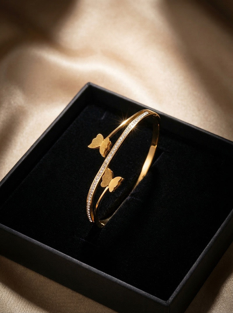 18K Gold Minimalist Luxury Zircon Butterfly Bracelet