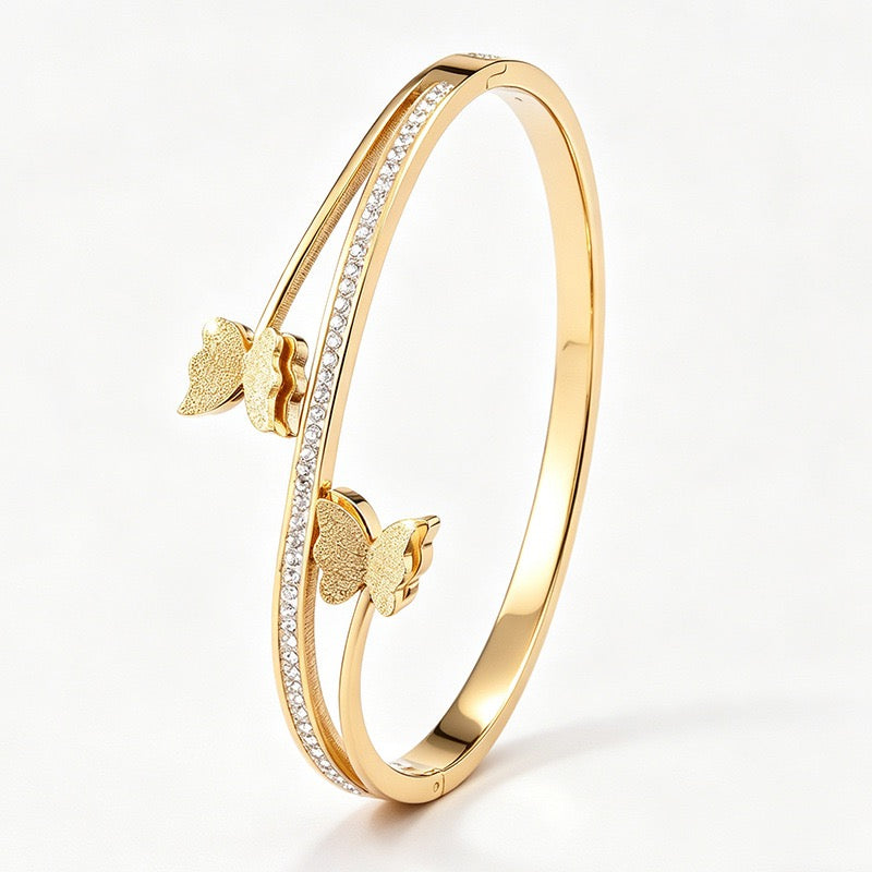 18K Gold Minimalist Luxury Zircon Butterfly Bracelet