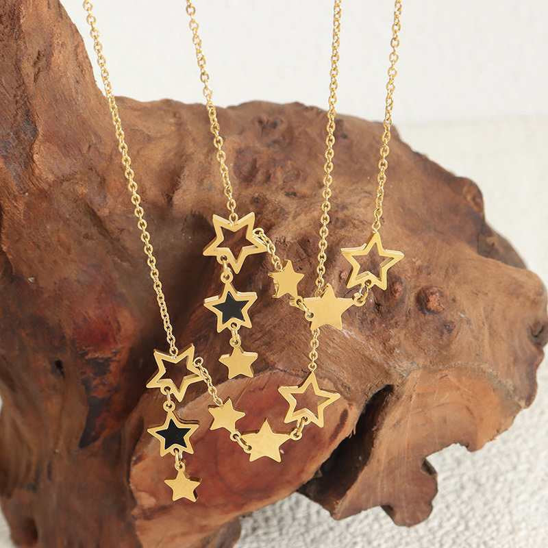 18K Gold Versatile Hollow Star Pendant Necklace