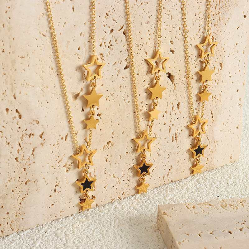 18K Gold Versatile Hollow Star Pendant Necklace