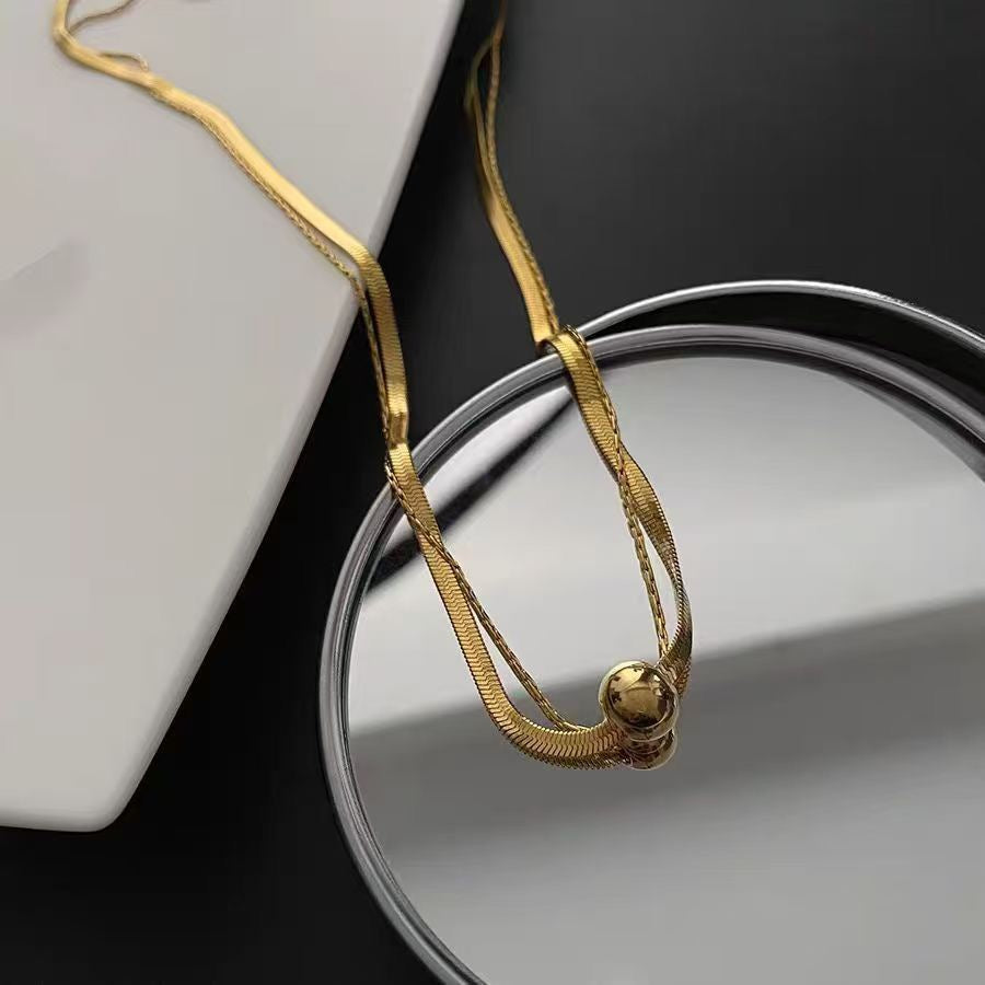 18K Gold Round Heart Lock Versatile Necklace