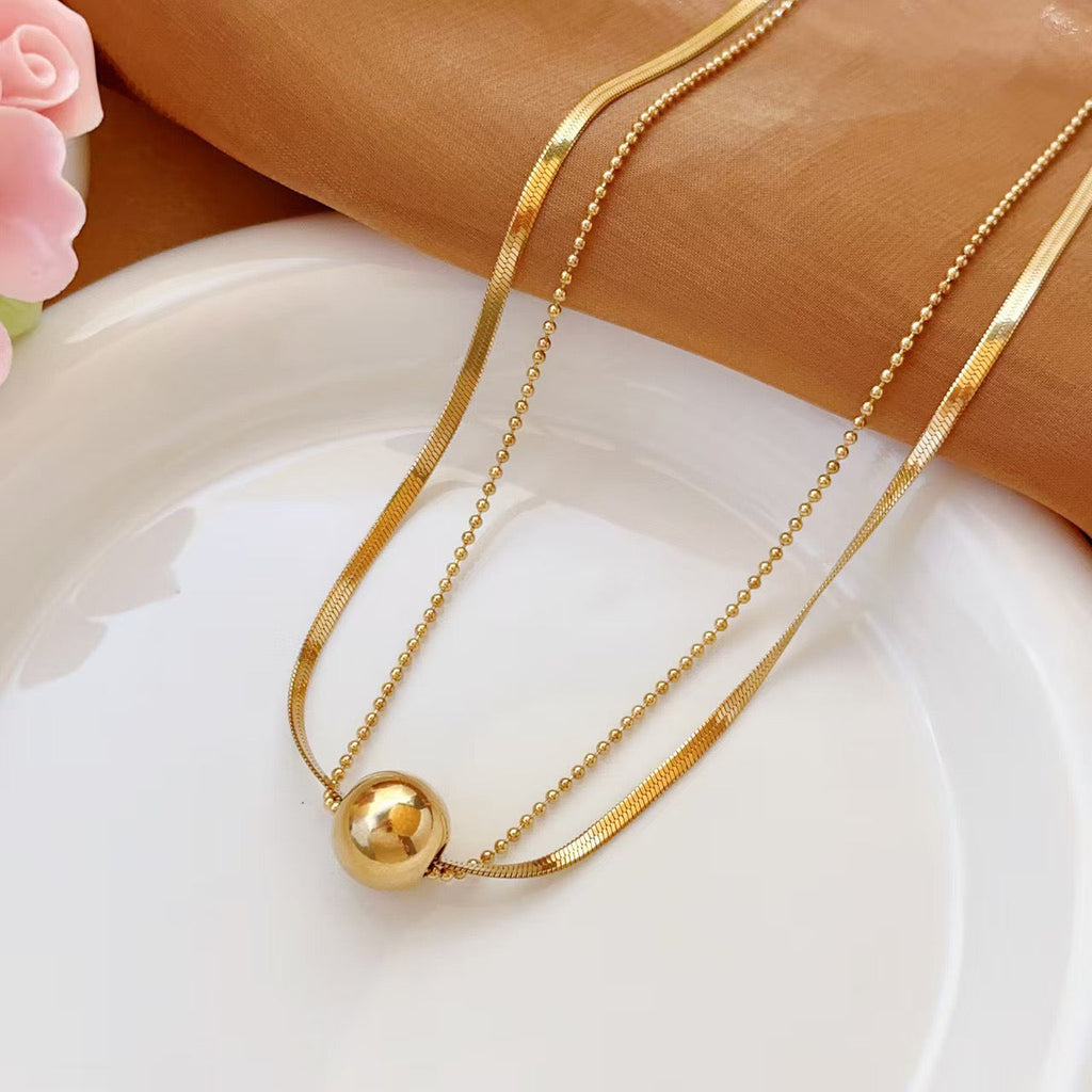 18K Gold Round Heart Lock Versatile Necklace