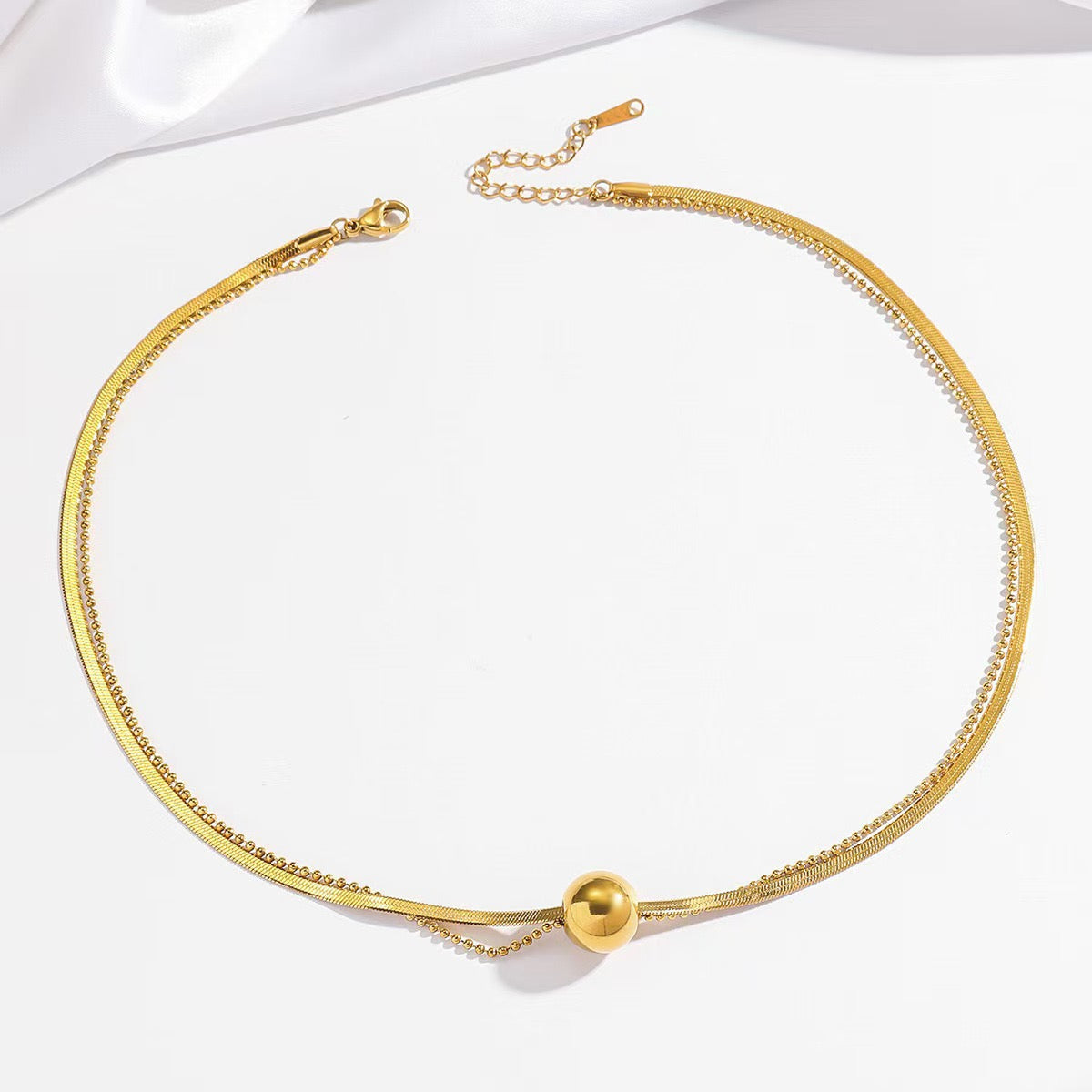 18K Gold Round Heart Lock Versatile Necklace