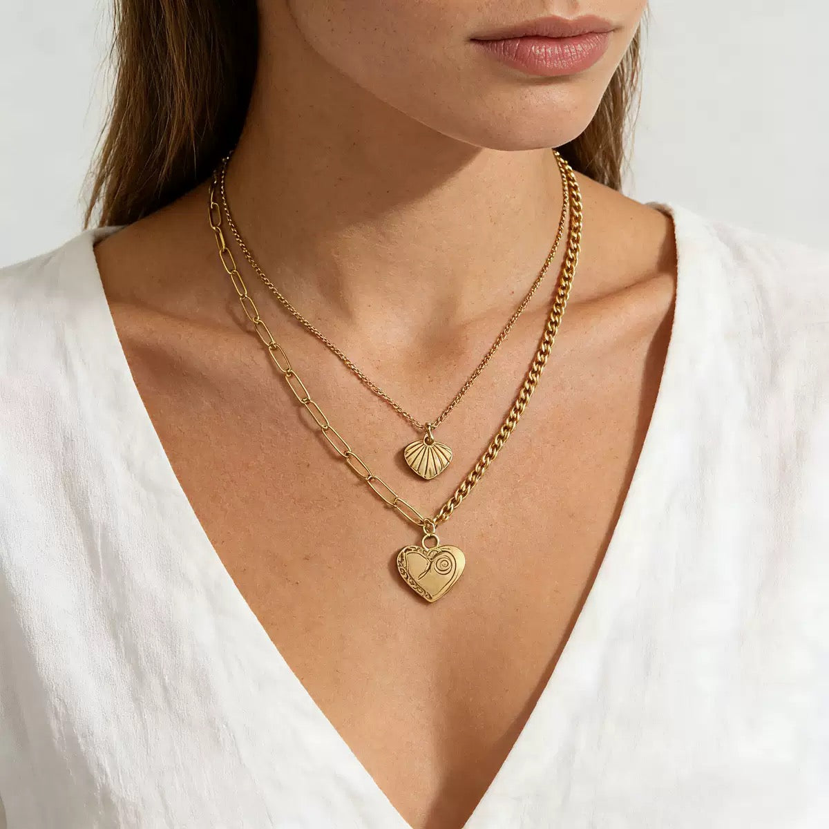 18K Gold Spiral Cross Necklace