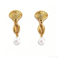 18K Gold Minimalist Starfish Conch Spliced Tassel Stud Earrings