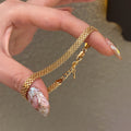 18K Gold Flat Grid Bracelet, Retro Minimalist Luxury