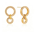 18K Gold Zircon Double Hoop Earrings