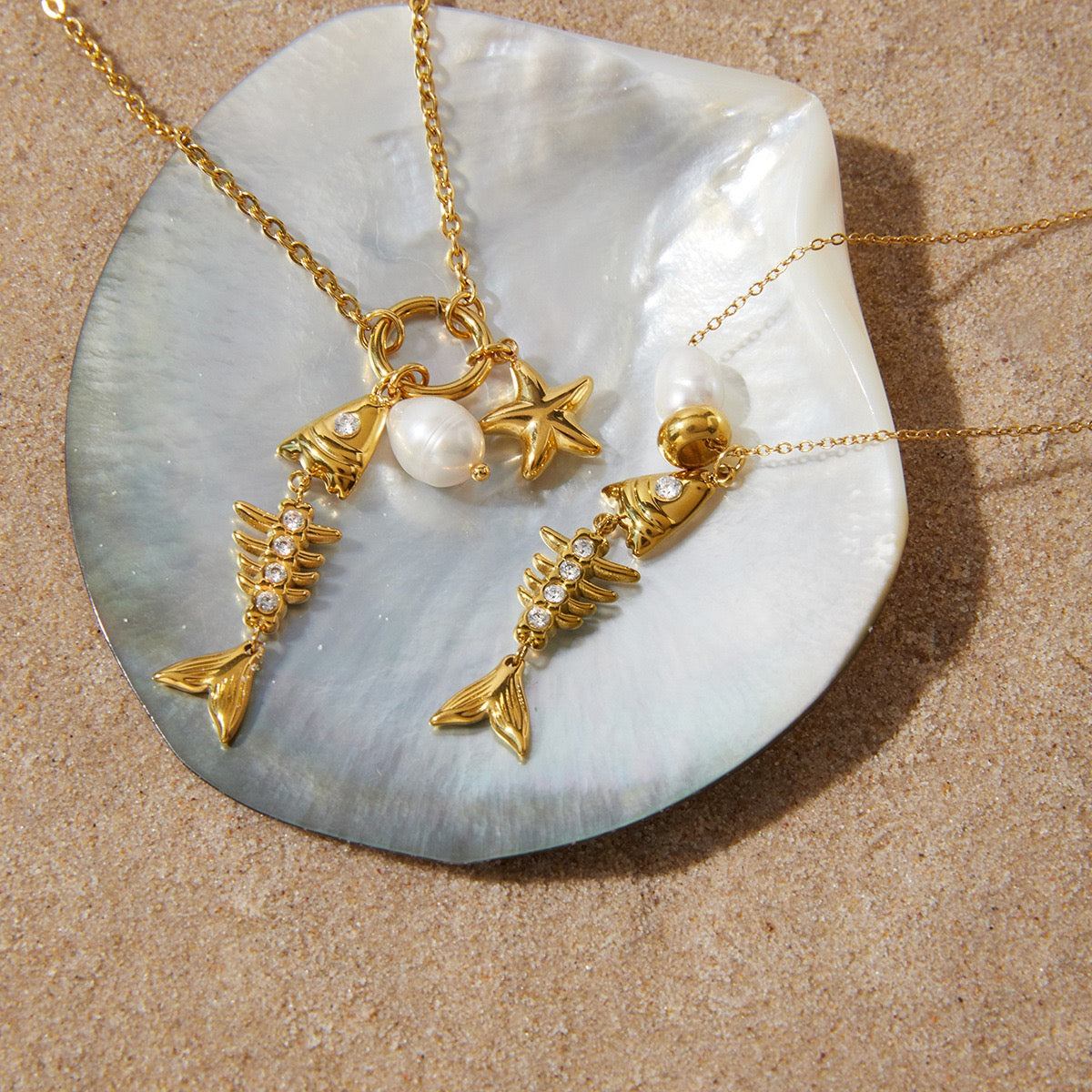 18K Gold Freshwater Pearl Beach Vacation Necklace