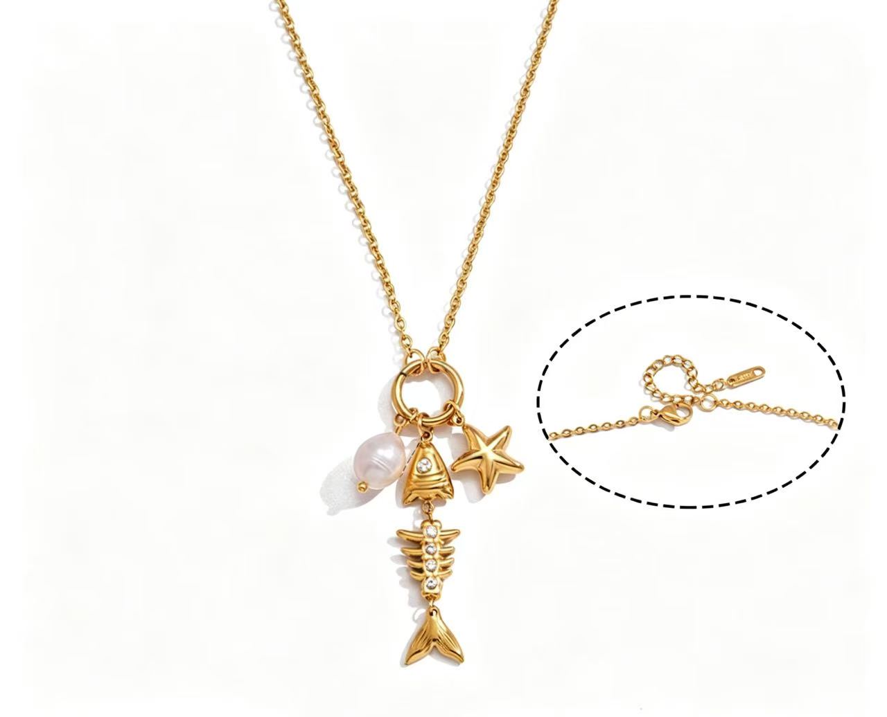 18K Gold Freshwater Pearl Beach Vacation Necklace