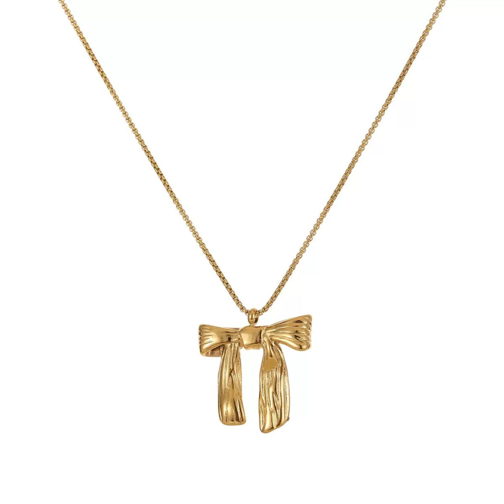18K Gold Bow Pendant Light Luxury Necklace
