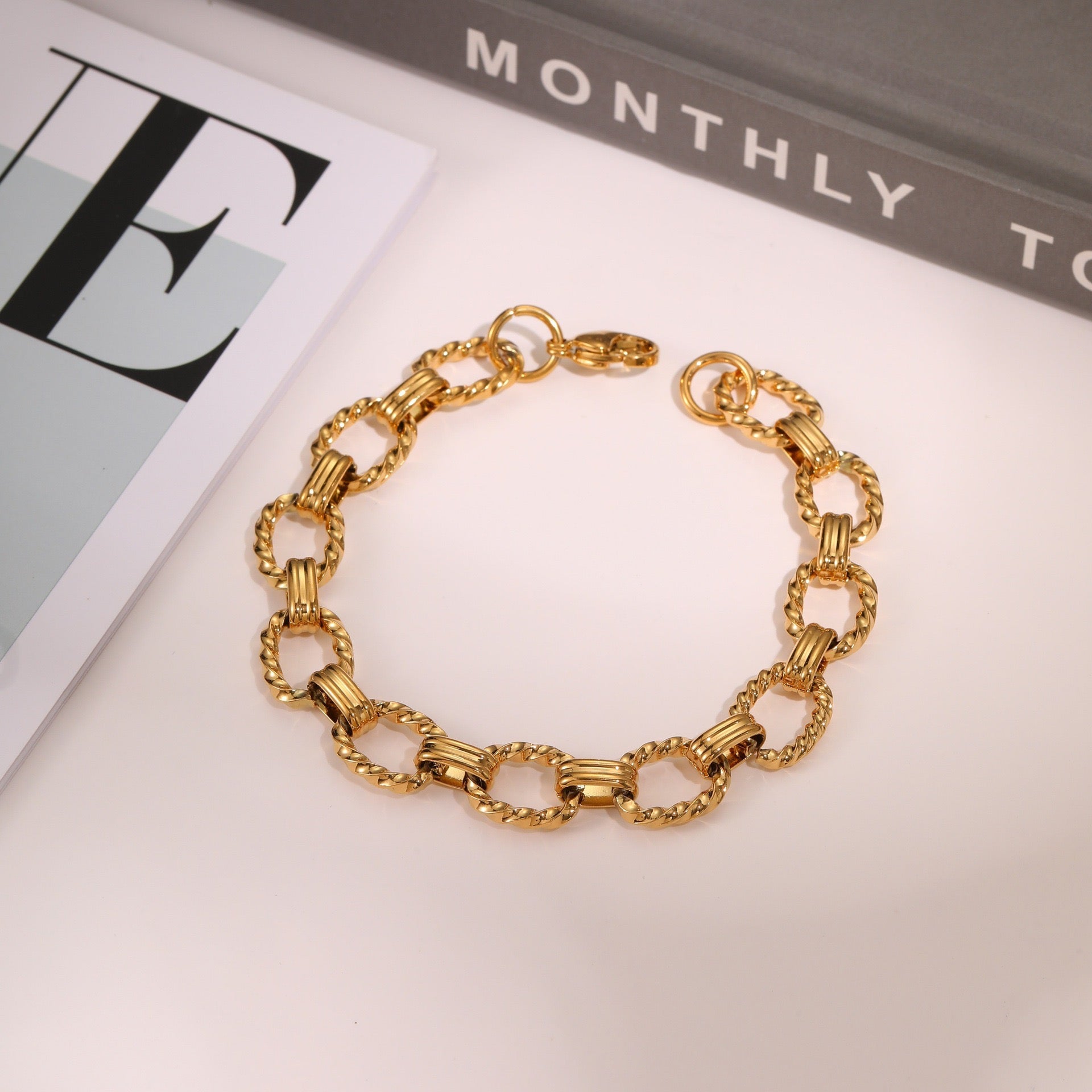18K Gold Hip Hop Punk Twist Bracelet