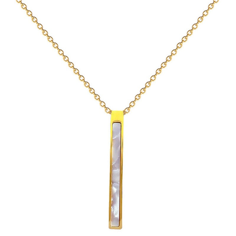 18K Gold Niche Simple Mother of Pearl Long Necklace