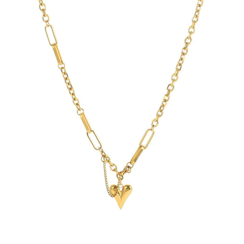 18K Gold Heart Chain Niche Luxury Necklace