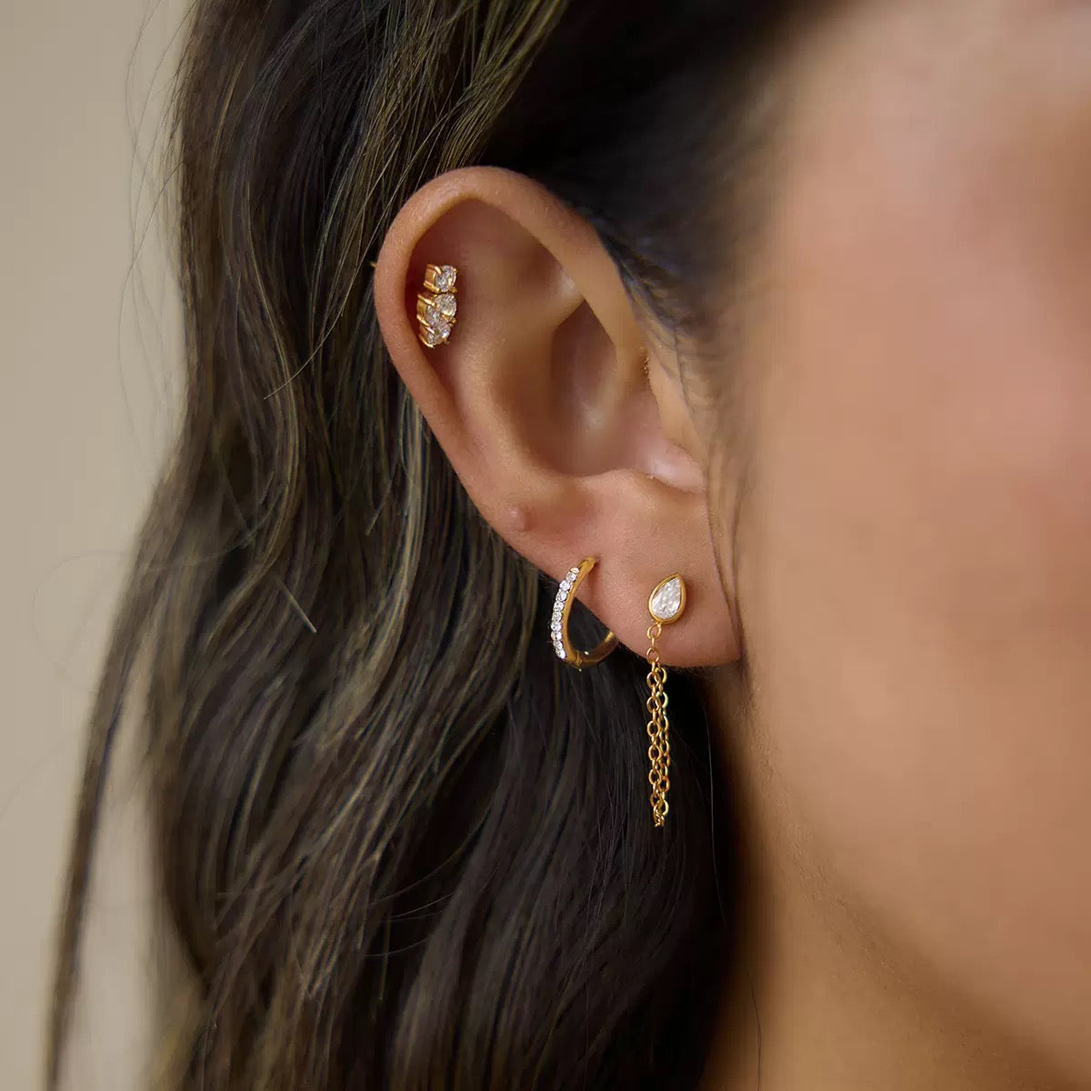 18K Gold Earring Set Niche Classic Style