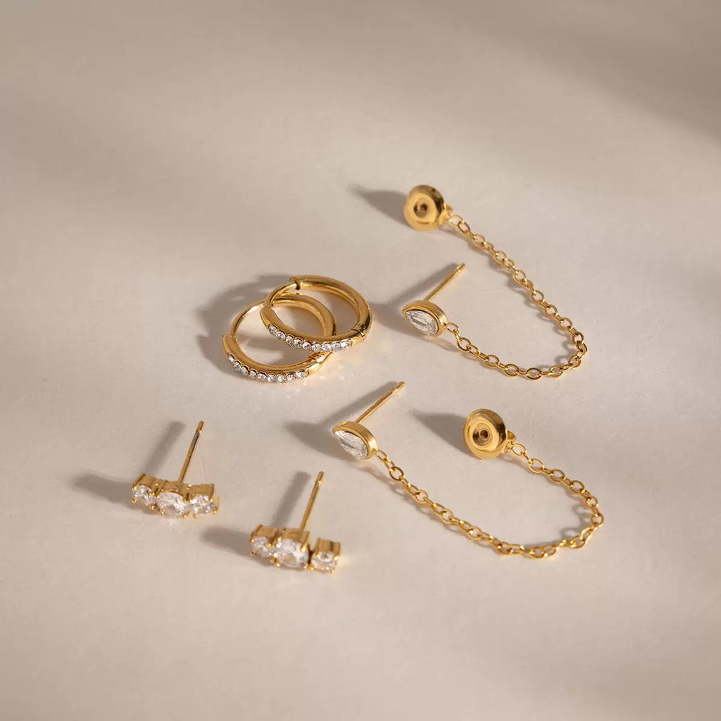 18K Gold Earring Set Niche Classic Style