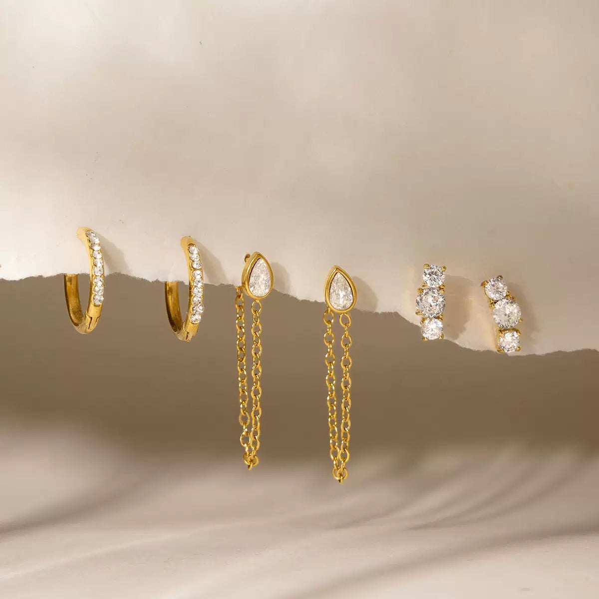 18K Gold Earring Set Niche Classic Style