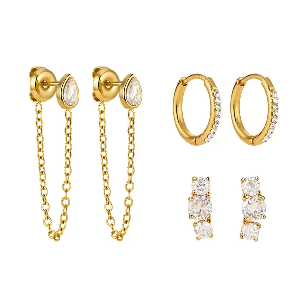 18K Gold Earring Set Niche Classic Style