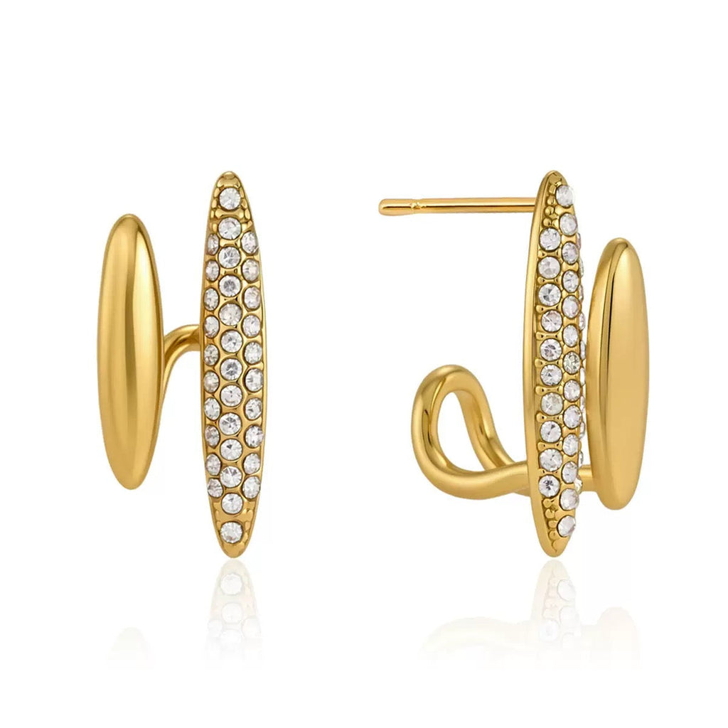 18K Gold Double Layer Diamond Earrings