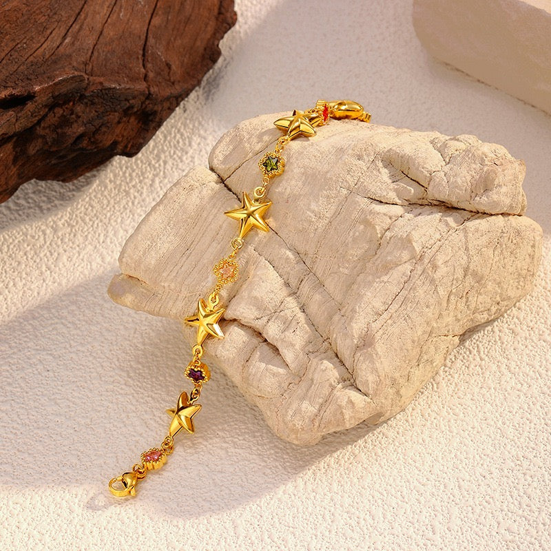 18K Gold Color Star Zircon Bracelet