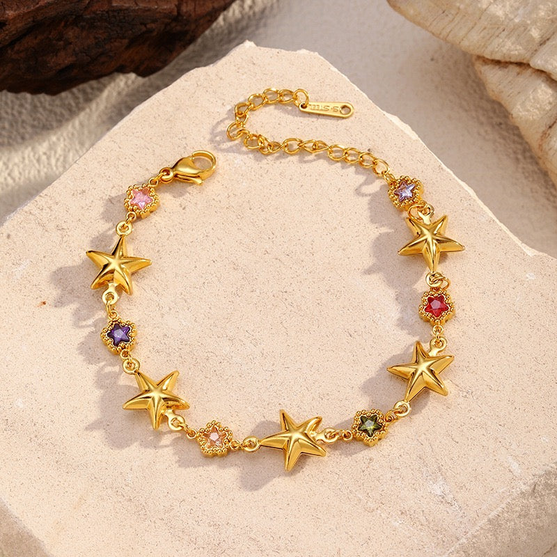 18K Gold Color Star Zircon Bracelet