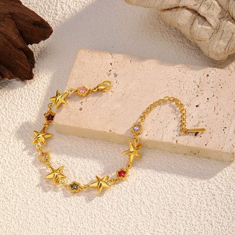 18K Gold Color Star Zircon Bracelet