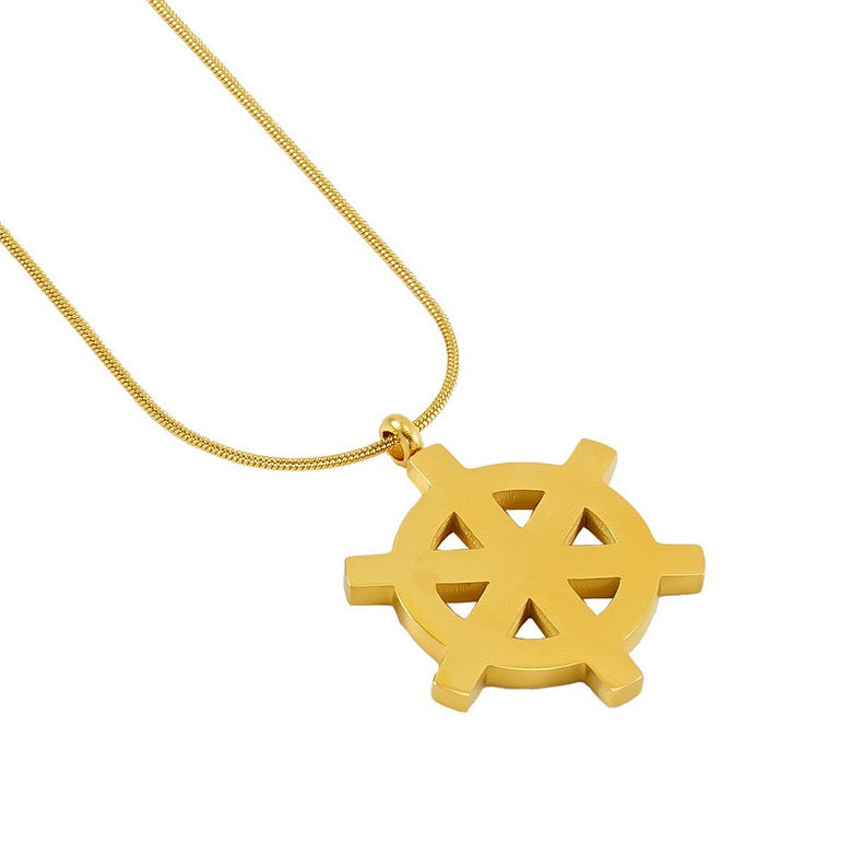 18K Gold Star Compass Snake Necklace