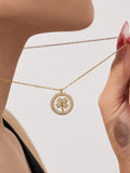 18K Gold Full Zircon Clover Necklace