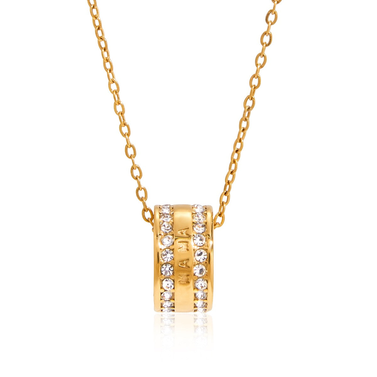 18K Gold Diamond Circle Lucky Necklace