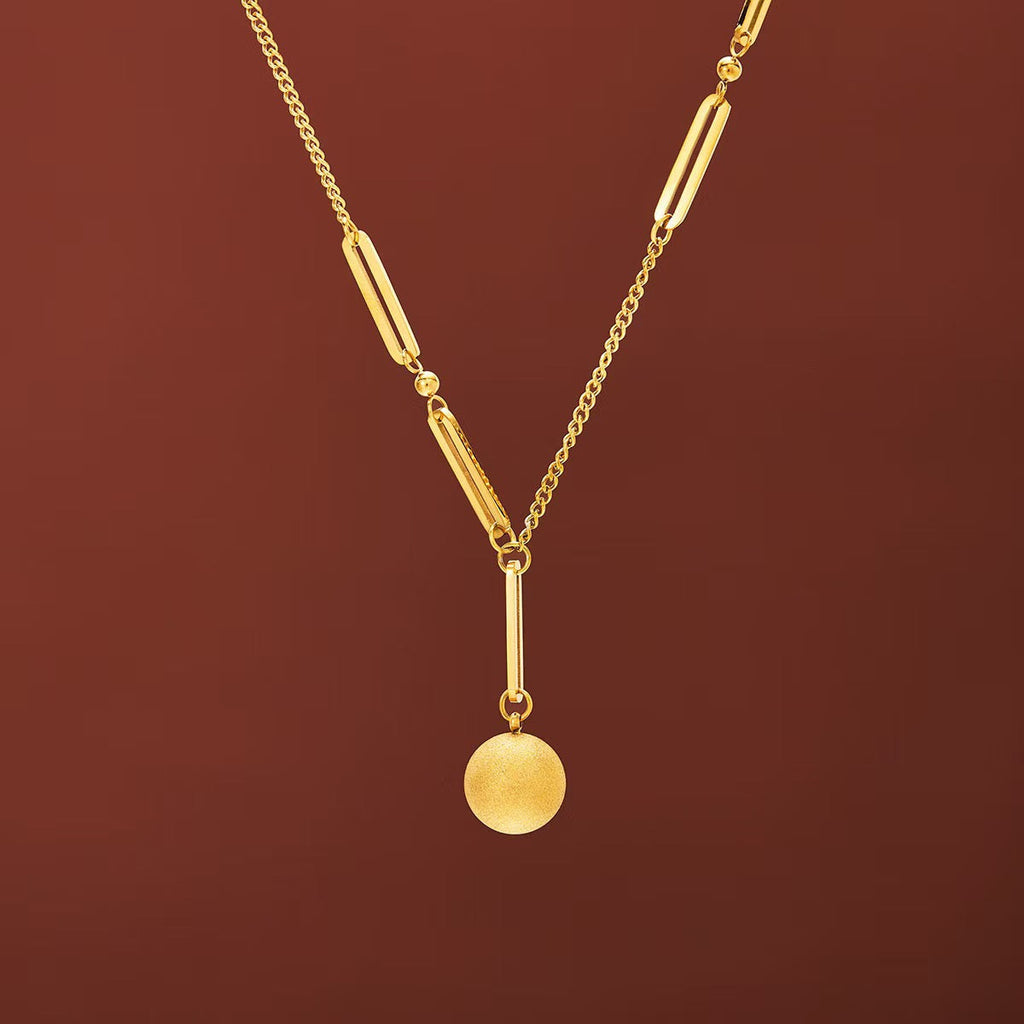 18K Gold Small Ball Clavicle Necklace