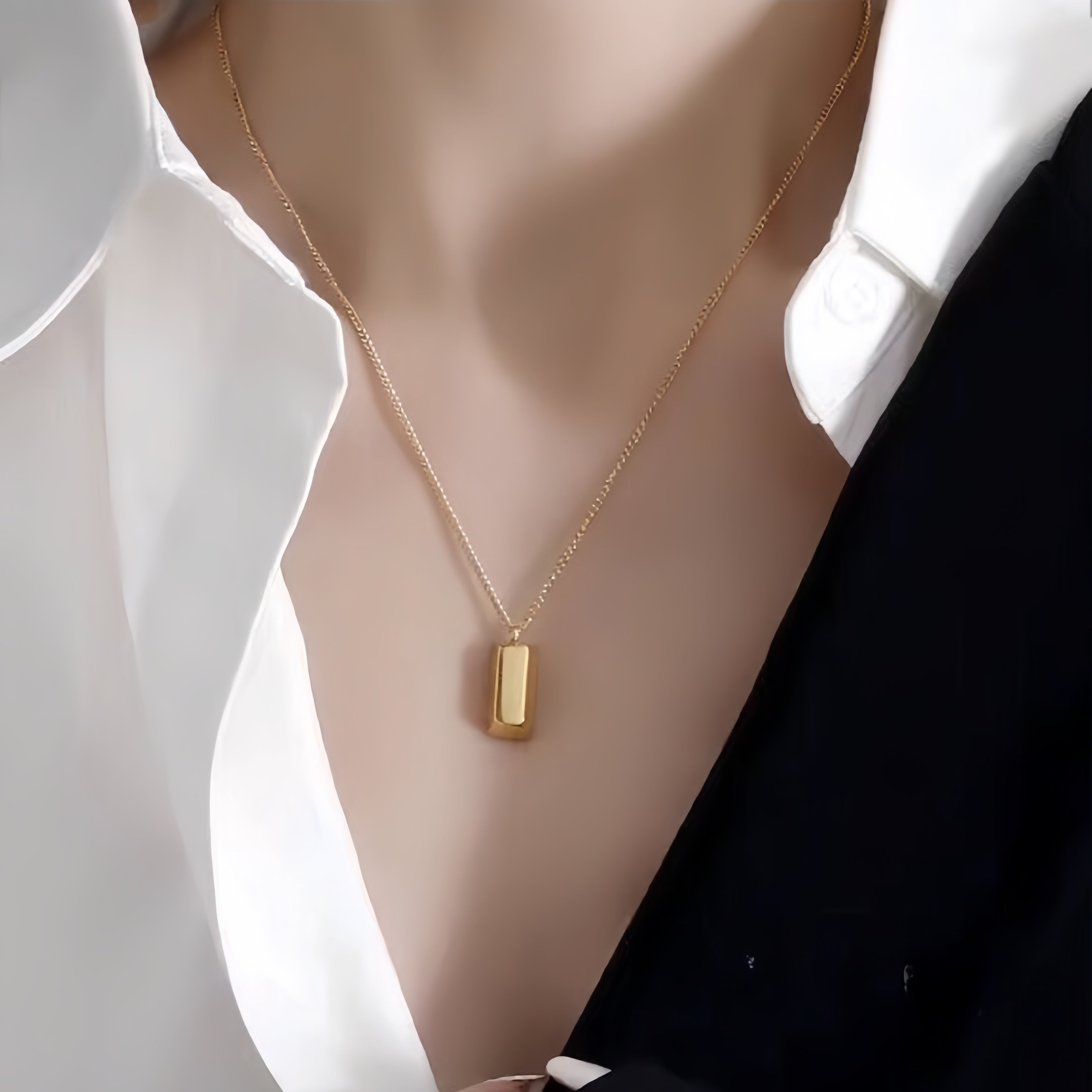 14K Gold Bar Pendant Necklace – Minimalist Everyday Gold Necklace