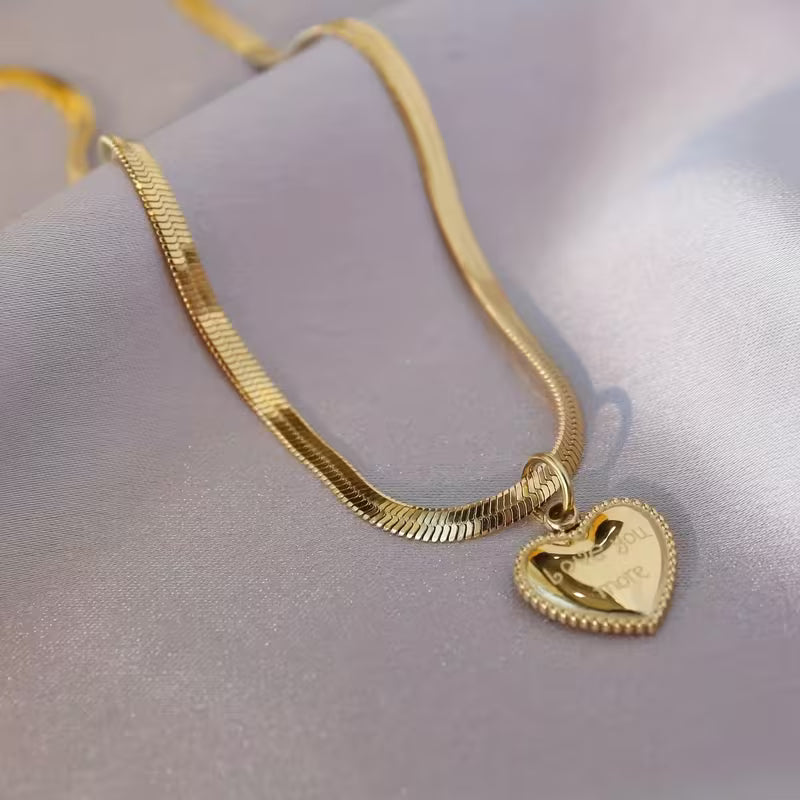 14K Gold 'Love You More' Heart Pendant Necklace
