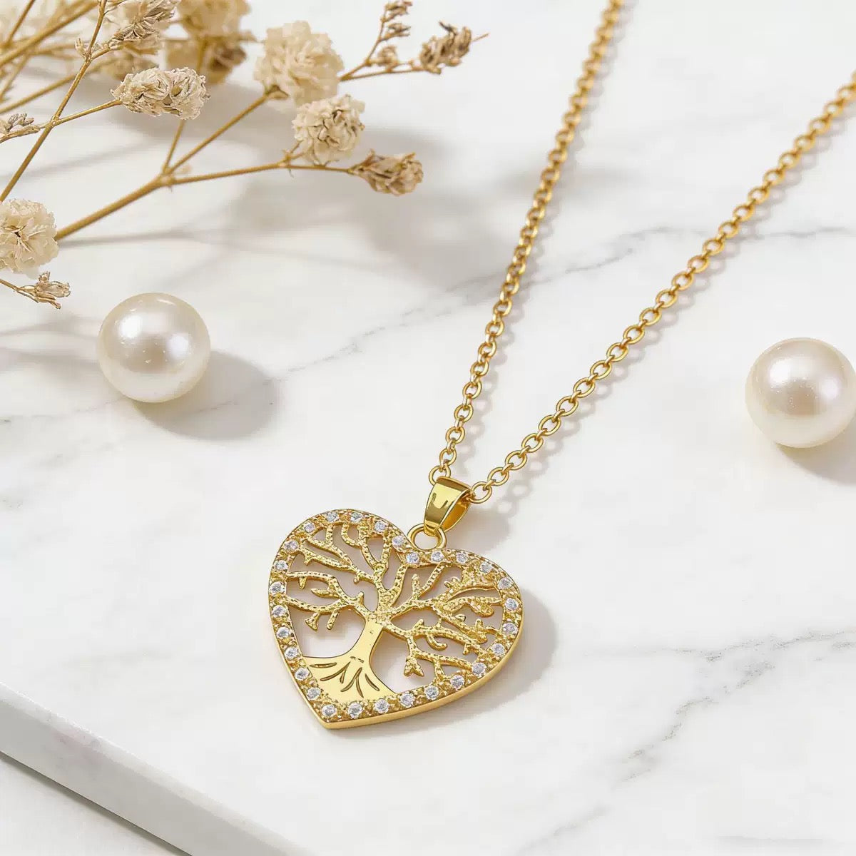 14k Heart Tree of Life Necklace · One Heart