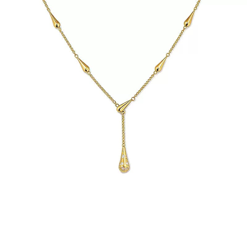 18k Gold Raindrop Tassel Necklace