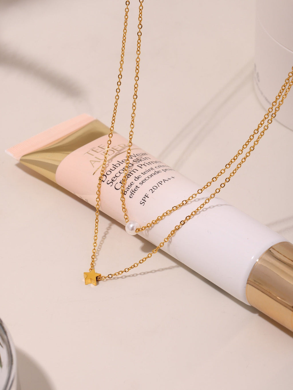 18K Gold Star Shell Pearl Multi-layer Necklace, Commuter Stackable Jewelry
