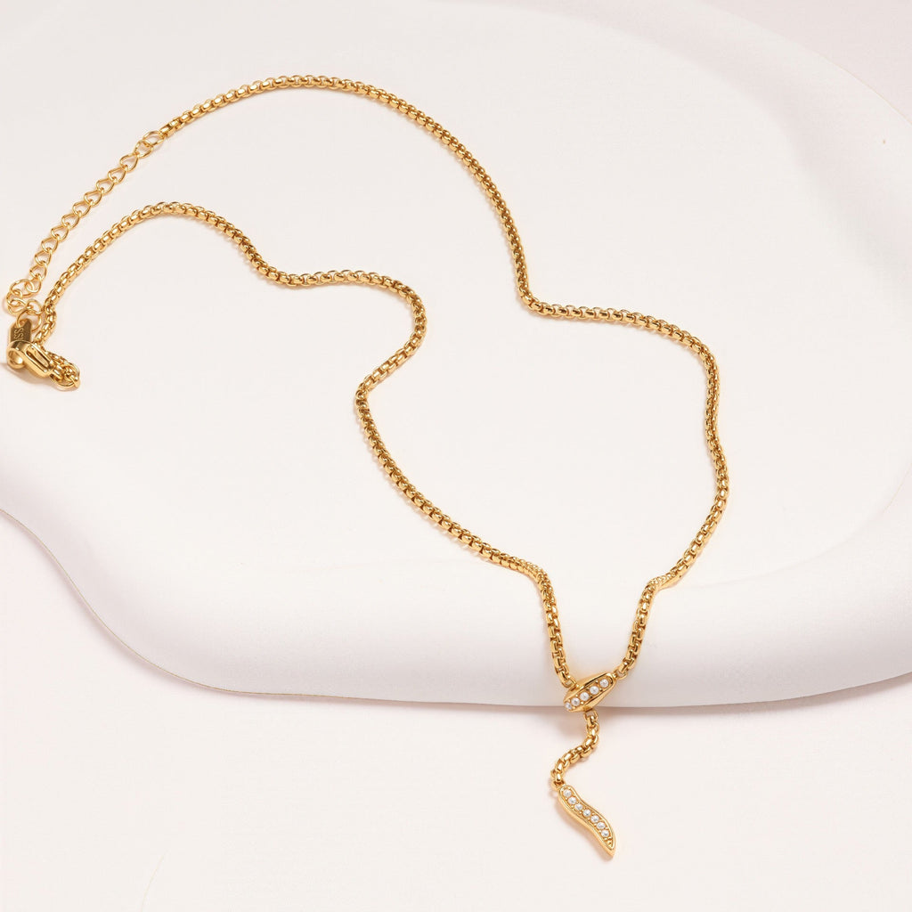 18K Gold Snake Shape Clavicle Necklace, Niche Fashion Jewelry