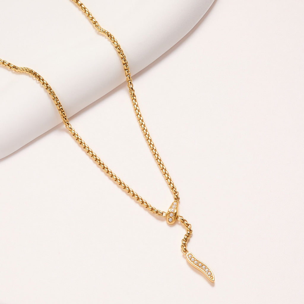 18K Gold Snake Shape Clavicle Necklace, Niche Fashion Jewelry
