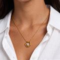 Niche Designed 18K Gold Round & Triangle Pendant Fashion Necklace