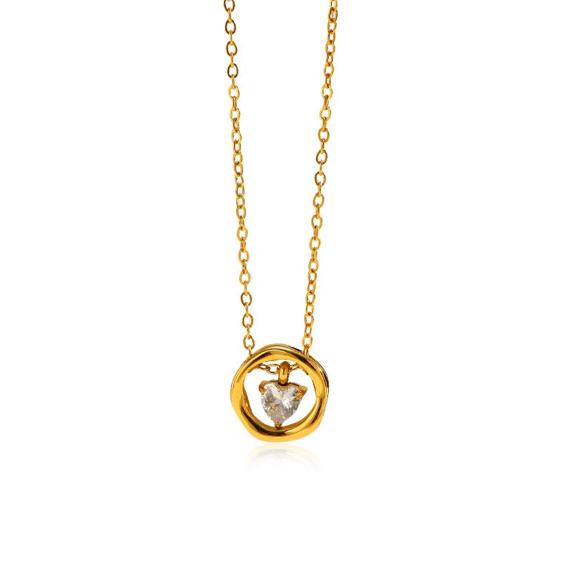 Niche Designed 18K Gold Round & Triangle Pendant Fashion Necklace