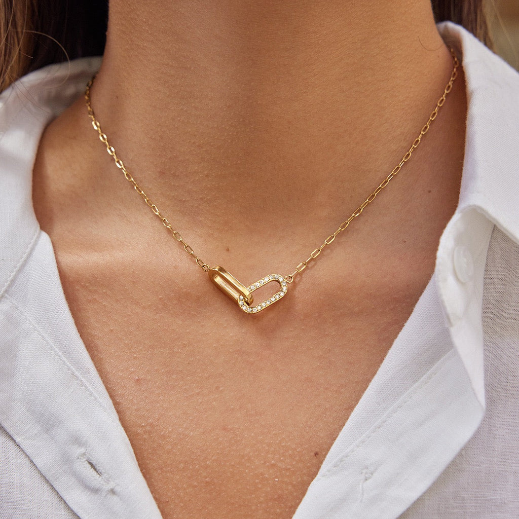 18K Gold Interlocking Geometric Luxury Necklace