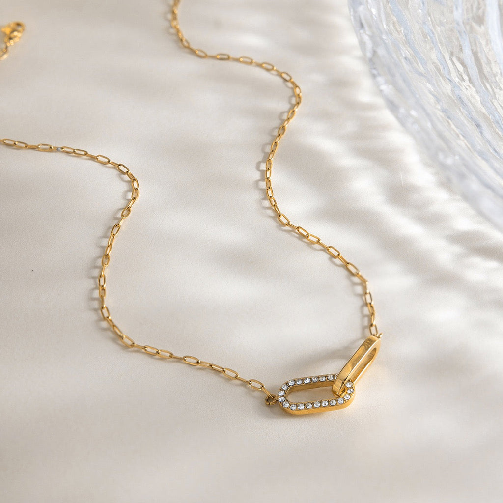 18K Gold Interlocking Geometric Luxury Necklace