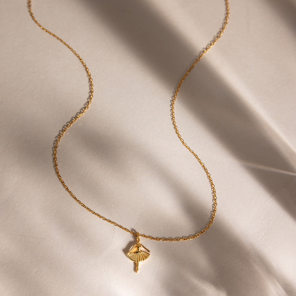 18K Gold Ballerina Pendant Luxury Necklace