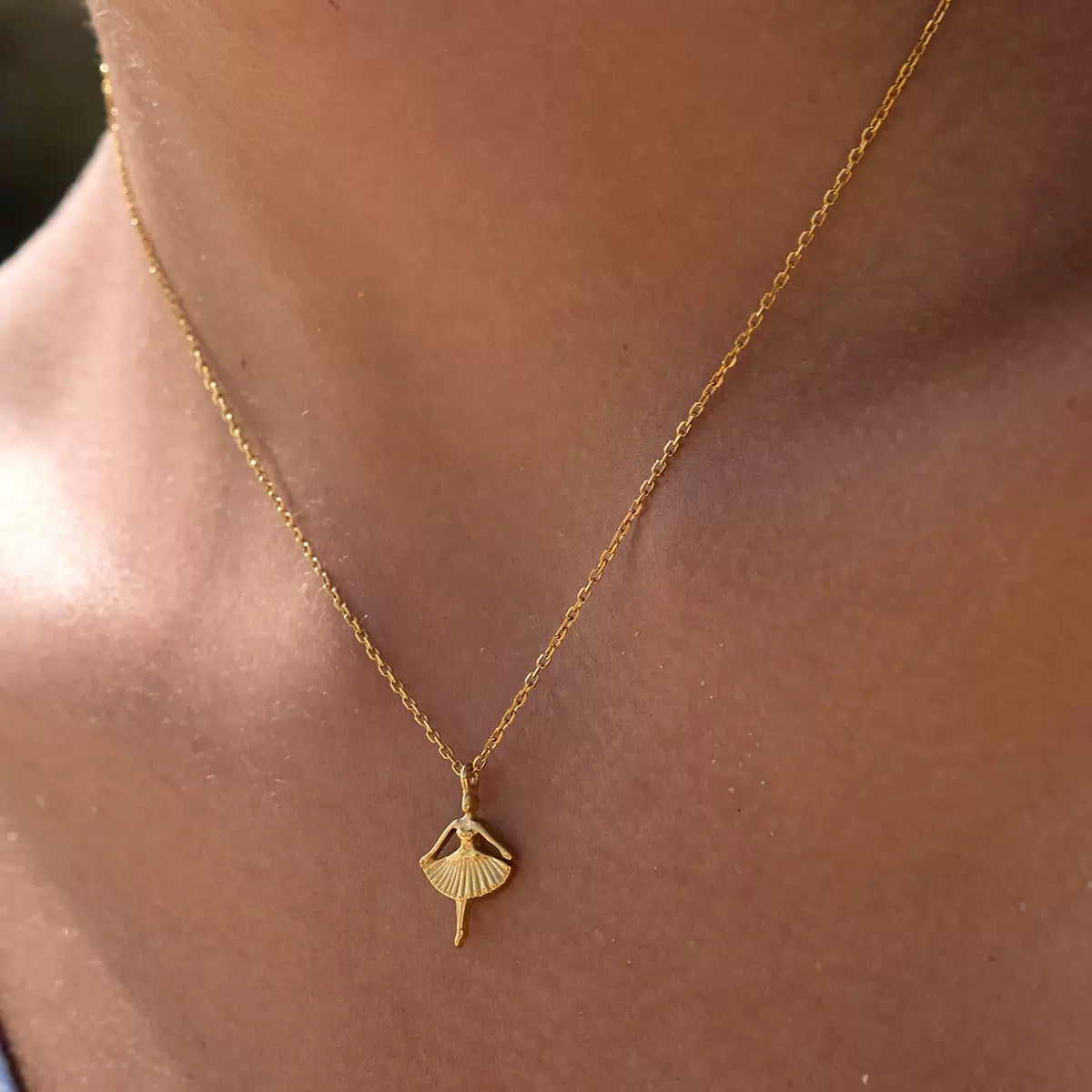 18K Gold Ballerina Pendant Luxury Necklace