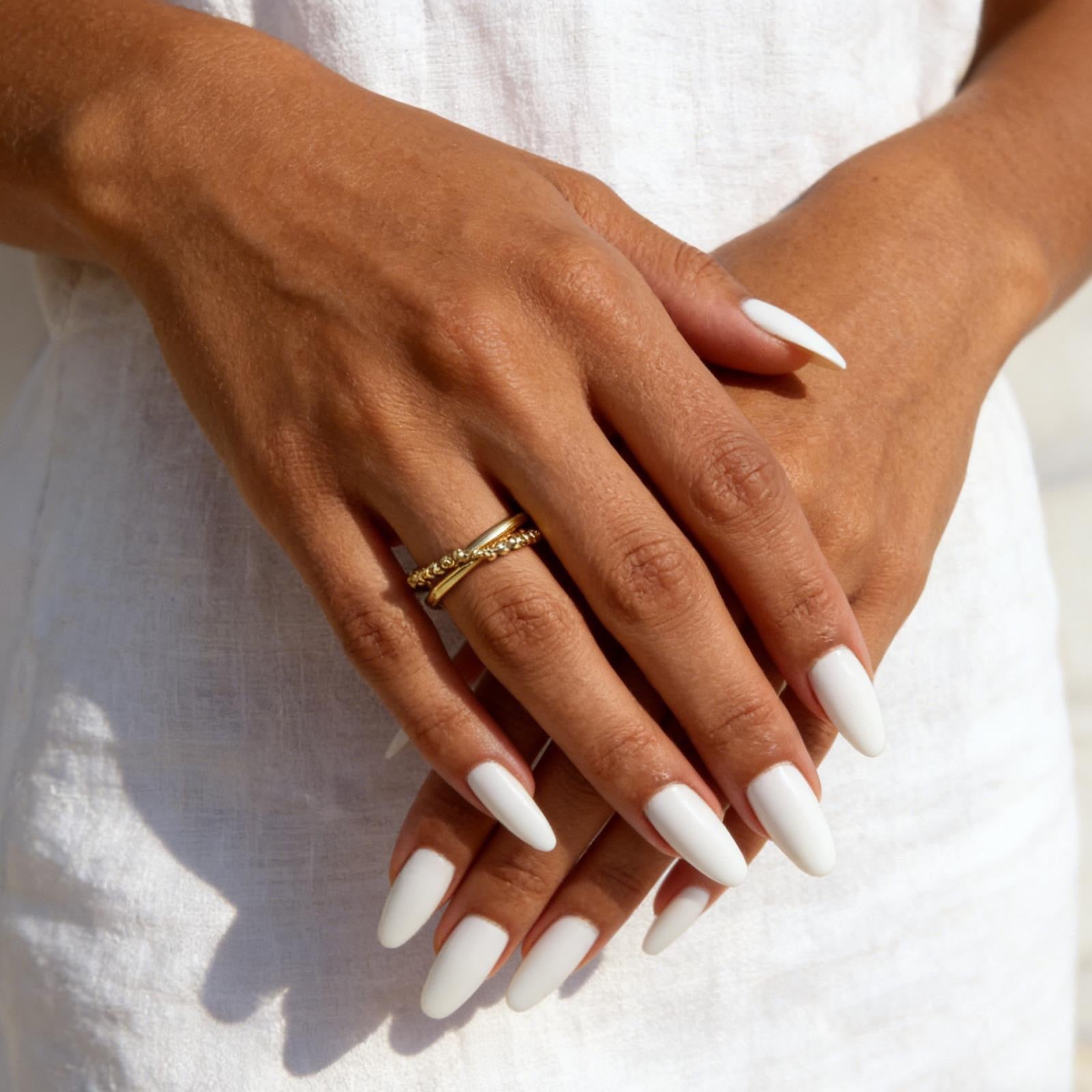 18K Gold Niche Double Layer Chain Stackable Ring