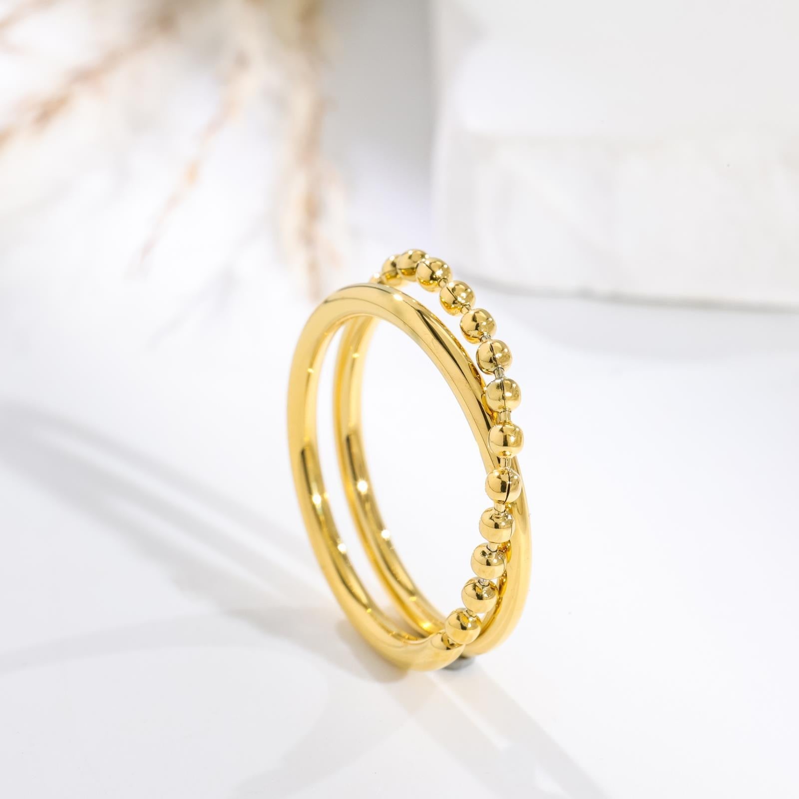 18K Gold Niche Double Layer Chain Stackable Ring