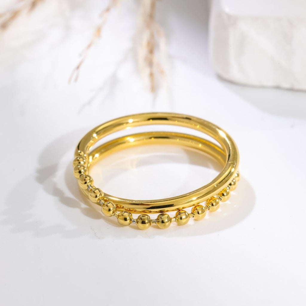 18K Gold Niche Double Layer Chain Stackable Ring