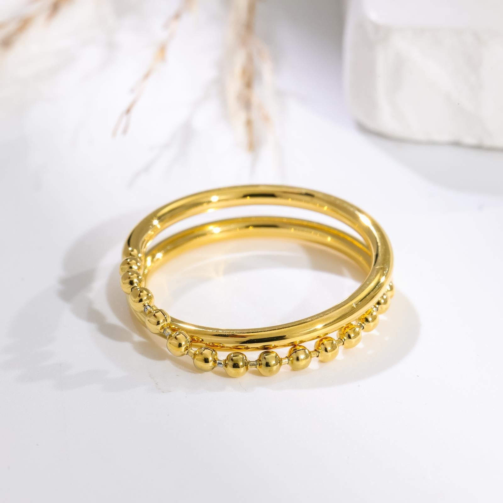 18K Gold Niche Double Layer Chain Stackable Ring